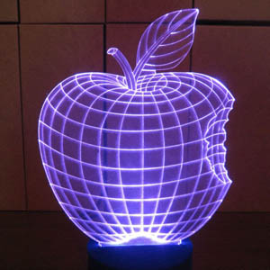 3d led lamp illusion neon lasercut cdr vector векторный макет для светильник яблоко apple ночник с 3д эффектом сердце оргстекло гравировка фреза неоновая подсветка