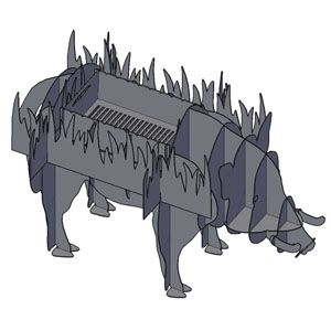bbq lasercut boar Мангал кабан из металла, макет векторный для резки